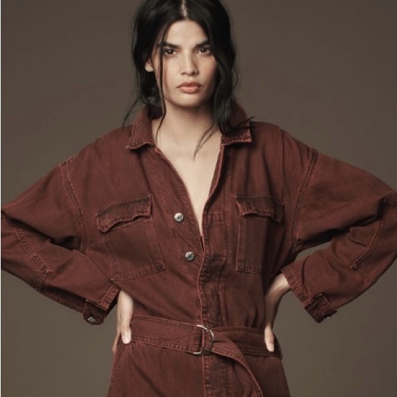 NWT Ética Larsen Utility Jumpsuit in broken heart red wine - L - Picture 6 of 12